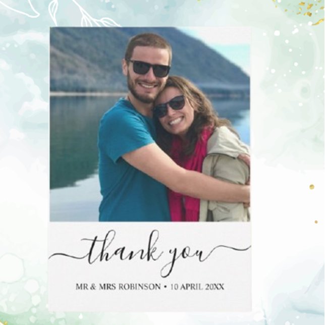 Custom Photo Relaxed Wedding thank you Theme Card (Create heartfelt wedding thank you cards with a custom photo and relaxed theme. )