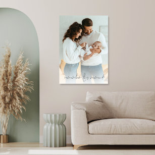 Custom Photo Remember This Moment New Baby Faux Canvas Print
