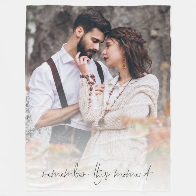 Custom Photo Remember This Moment Wedding  Fleece Blanket (Front)