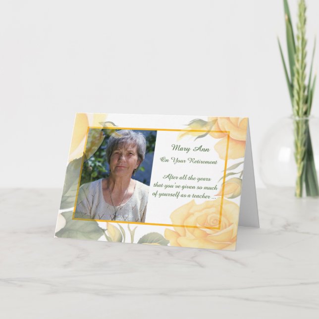 Custom Photo Retirement Congratulations Yellow Card (Front)
