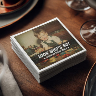Custom Photo Retro Cool Fun Birthday Party Napkin