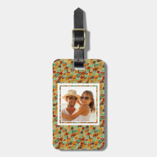 Custom Photo Retro geometric pattern 4 2 Luggage Tag