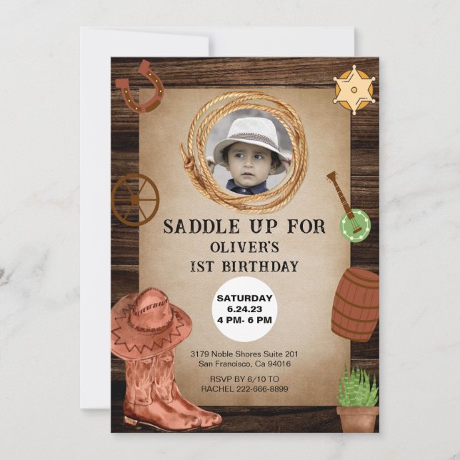 Custom Photo Rodeo Birthday Invitation (Front)