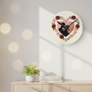 Custom Photo Romantic Rose Heart Acrylic Wall Cloc Round Clock