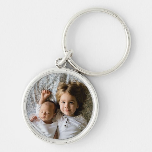  Custom Photo Round Metal Charm Keychain (Front)