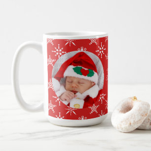 Custom Photo Santa Baby Snowflakes & Red Paper Coffee Mug