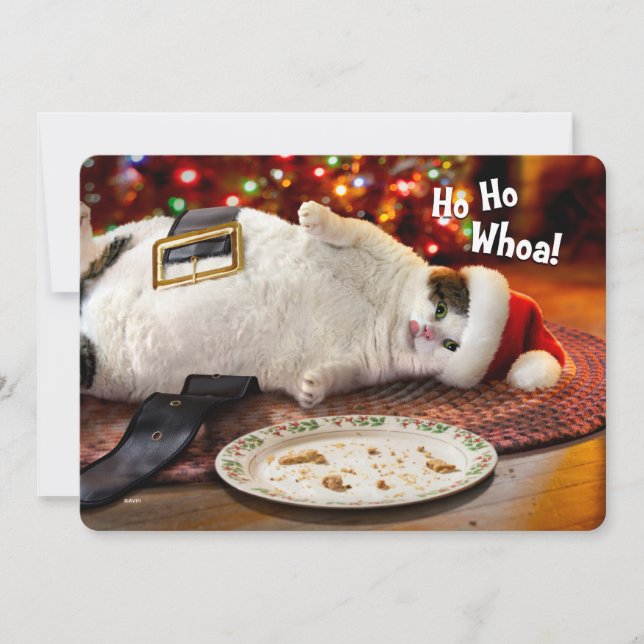 Custom Photo | Santa Cat & Christmas Cookie Holiday Card (Front)