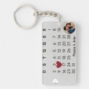 Custom Photo Save the Date Calendar Keychain