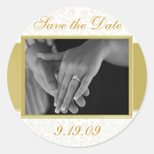 Custom Photo Save the Date Sticker/Seal Classic Round Sticker