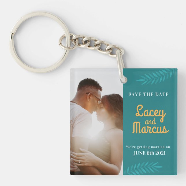 Custom Photo Save The Date Wedding Keychain (Front)