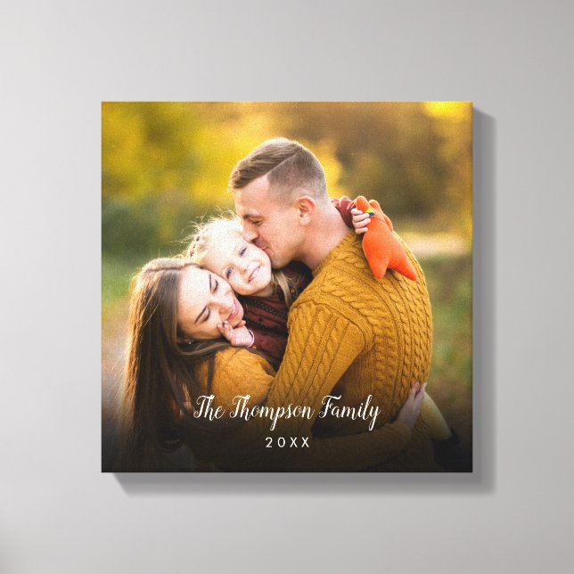 Custom Photo Script Name Canvas Print (Front)