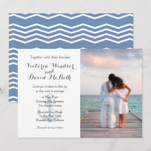 Custom Photo Sea Blue Beach Wedding Invitation