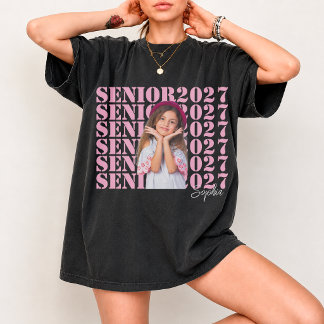 Custom Photo Senior 2027 Personalized Graduation T-Shirt
