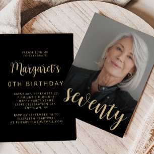 Custom Photo Seventy 70th Birthday Party Invitation