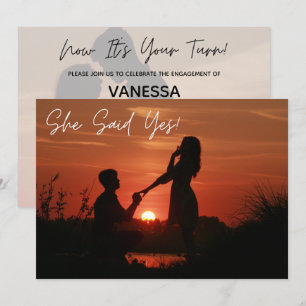 Custom Photo She Said Yes Elegant Typography Invitation