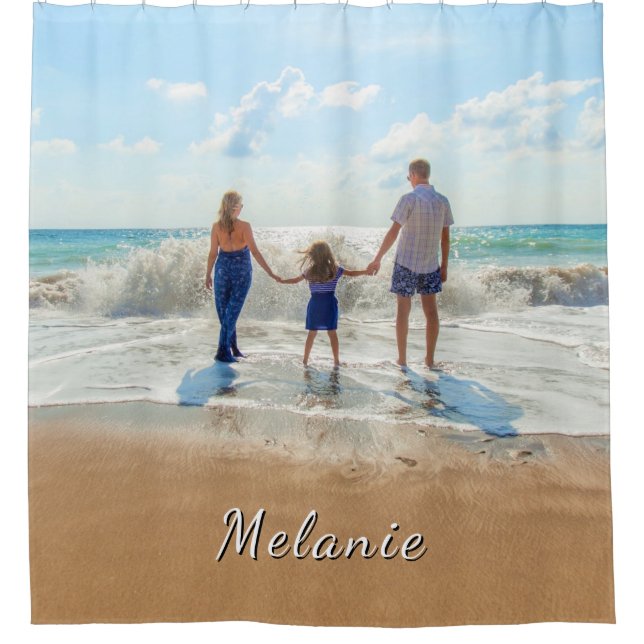 Custom Photo Shower Curtain Personalized Name (Front)