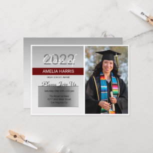 Custom Photo Silver Background Invitation