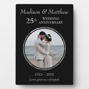 Custom Photo Silver & Black Anniversary Plaque