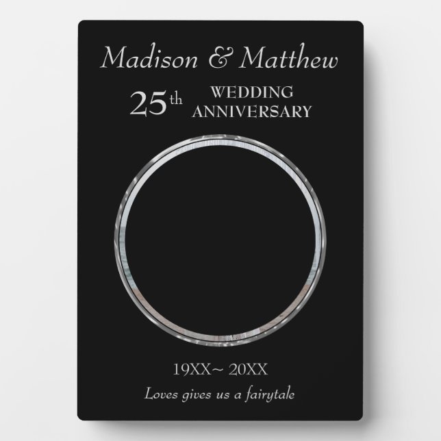 Custom Photo Silver & Black Anniversary Plaque (Front)