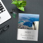 Custom photo silver travel planner<br><div class="desc">A faux silver looking background. Personalize and add your a photo, year, name and a text. The name is written in black with a large modern hand lettered style script.</div>