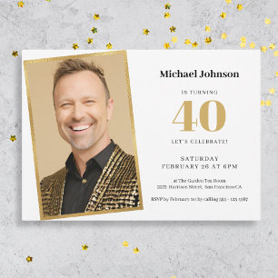 Custom Photo Simple 40th Birthday  Invitation