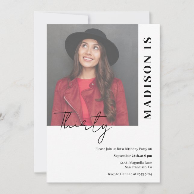 Custom Photo Simple Birthday Invitation (Front)