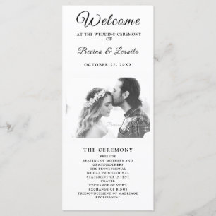 Custom Photo Simple Elegant Script  Modern Wedding Program