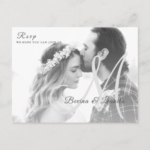 Custom Photo Simple Elegant Script Wedding Postcard