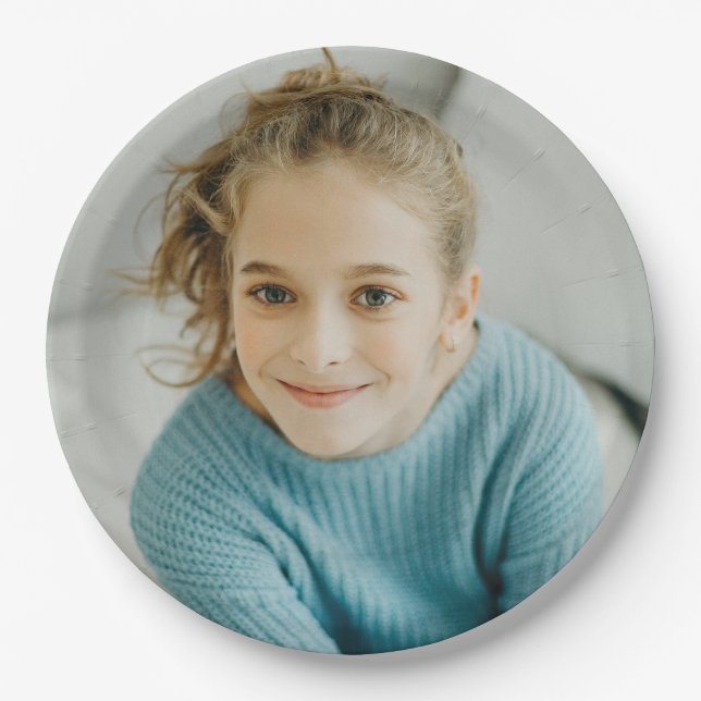 Custom Photo Simple Funny face Paper Plate (Front)