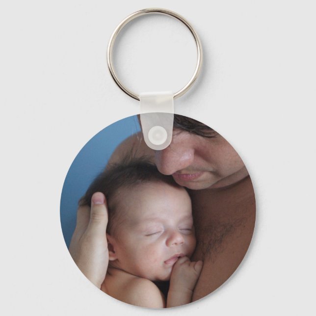 Custom photo simple minimalist dad and baby keychain (Front)