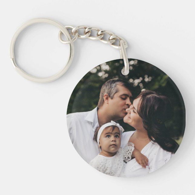 Custom photo simple minimalist family keychain (Front)