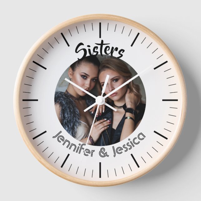 Custom photo sisters best friends bff sisterhood  clock (Front)
