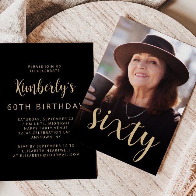 Custom Photo Sixty 60th Birthday Party Invitation (Creator Uploaded)