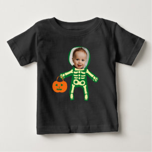 Custom photo skeleton Halloween trick or treat Baby T-Shirt