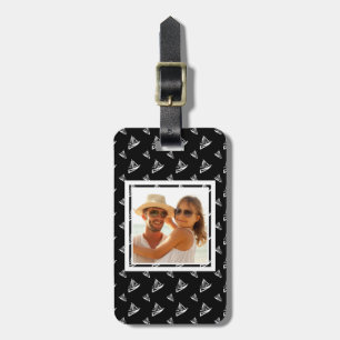 Custom Photo Sketchy Sailboat Pattern Luggage Tag