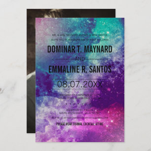 Custom Photo Smokey Galaxy Wedding Invitation