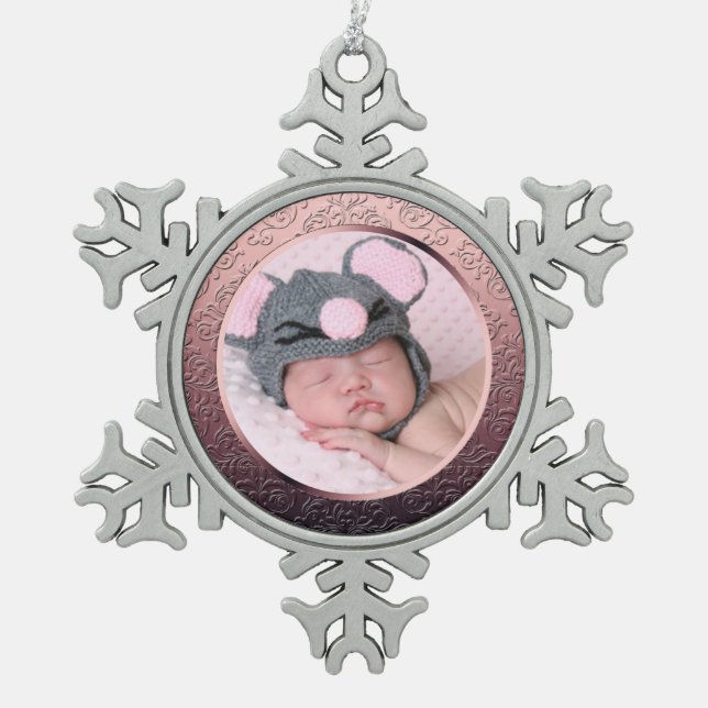 Custom Photo Snowflake Christmas Ornaments (Front)