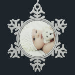 Custom Photo Snowflake Pewter Christmas Ornament<br><div class="desc">Create a personalized photo gift with your own photo, from your beloved family photo to your adorable pet photo, to make your design unique. Perfect as holiday gift for family. Please Note: The photo shown on this product is sample photo for presentation purposes only. Please replace the photo with your...</div>