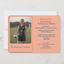 Custom Photo Soccer Testimonial Match Invitation