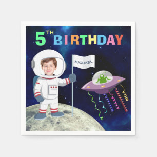 Custom Photo Spaceman Birthday Napkin