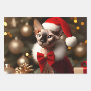 Custom Photo Sphynx Cat Christmas Gift  Wrapping Paper Sheet
