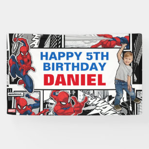 Custom Photo Spider-Man Birthday Banner