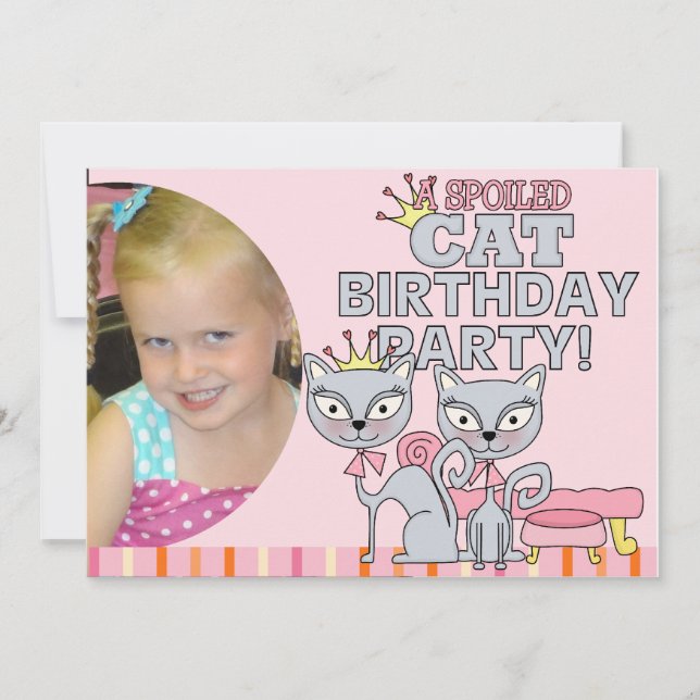 Custom Photo Spoiled Cat Birthday Party Invitation (Front)