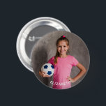 Custom Photo Sports Button<br><div class="desc">Support your child's sports with this custom button featuring their photo and name. Available in a variety of sizes. Add your child's name or if you don't want their name on the button, just delete the letters in the personalization box.</div>