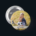 Custom Photo Sports  Button<br><div class="desc">Support your child's sports with this custom button featuring their photo and customized with their name. Available in a variety of sizes. Grab one for yourself,  siblings and grandparents.</div>