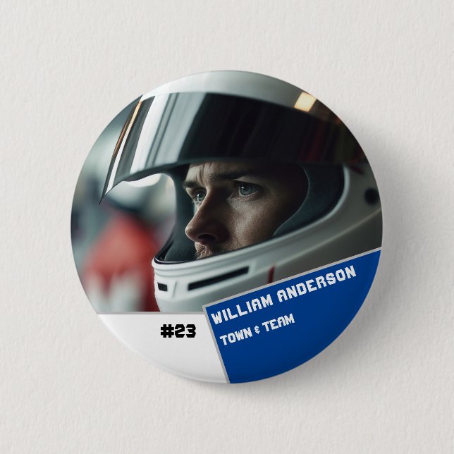 Custom photo sports button / pin Auto Racing (Front)