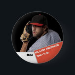 Custom photo sports button / pin Baseball player<br><div class="desc">Custom photo sports button / pin Baseball player 
vintage, papa, dad, father, keepsake, happy fathers day, photo collage, grandpa, birthday gift, christmas gift</div>