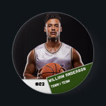 Custom photo sports button / pin basketball player<br><div class="desc">Custom photo sports button / pin basketball player</div>