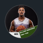 Custom photo sports button / pin basketball player<br><div class="desc">Custom photo sports button / pin basketball player</div>
