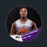 Custom photo sports button / pin basketball player<br><div class="desc">Custom photo sports button / pin basketball player</div>